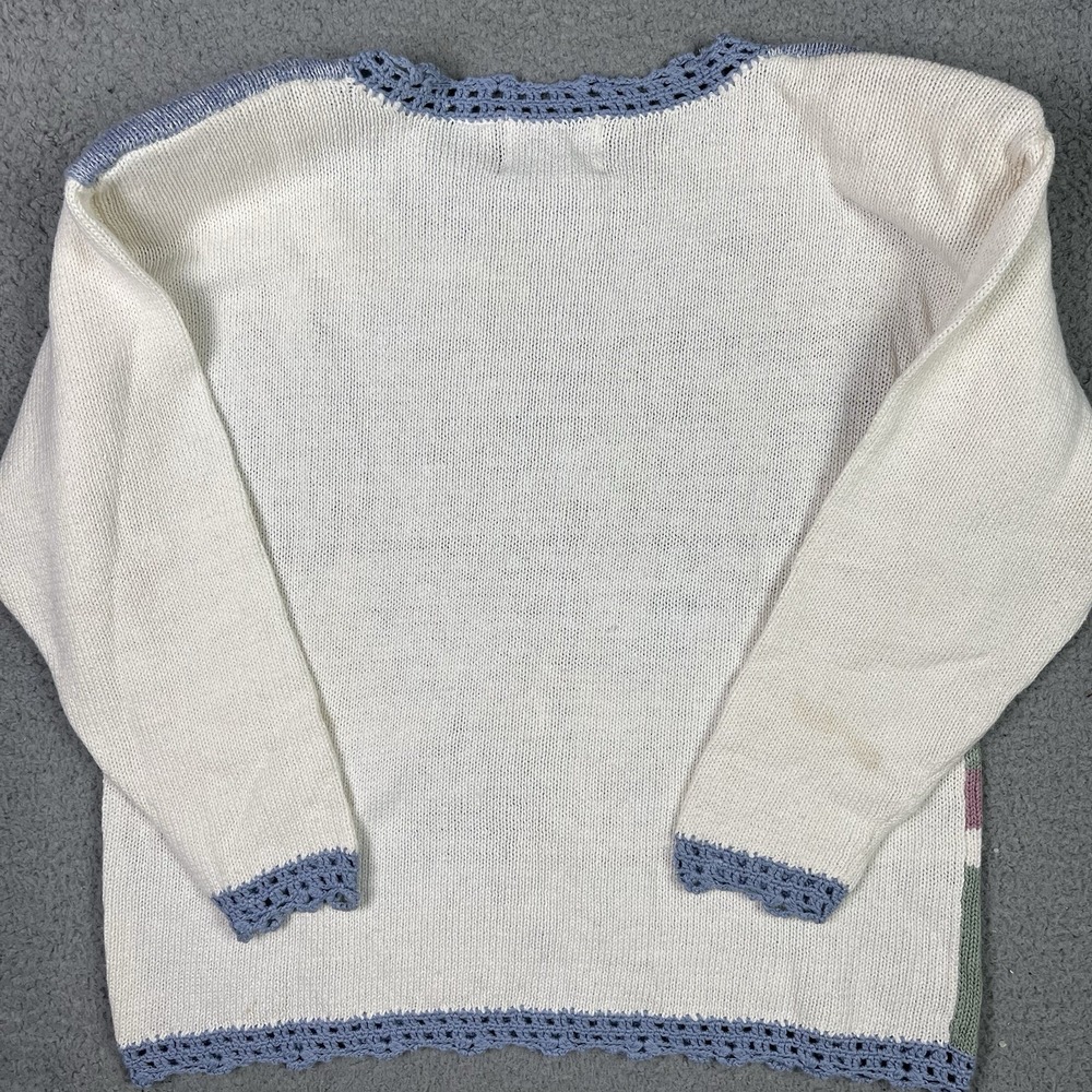 Vintage Shenanigans Sweater Hand Knit Cottage Cottagecore Granny House Medium - Picture 9 of 12